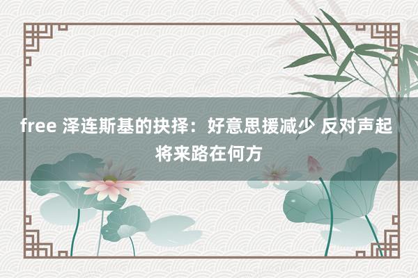 free 泽连斯基的抉择：好意思援减少 反对声起 将来路在何方