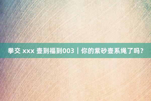 拳交 xxx 壶到福到003｜你的紫砂壶系绳了吗？